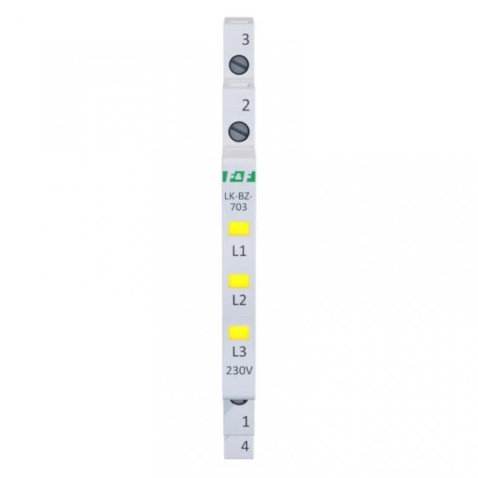 Lampka modułowa 3‑fazowa z zabezpieczeniem żółta 1/3S LED 230V LK‑BZ‑703Y - obrazek 2