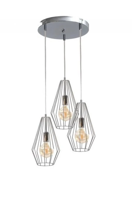 Lampa wisząca loftowa 3x E27 LEX SILVER - obrazek 1