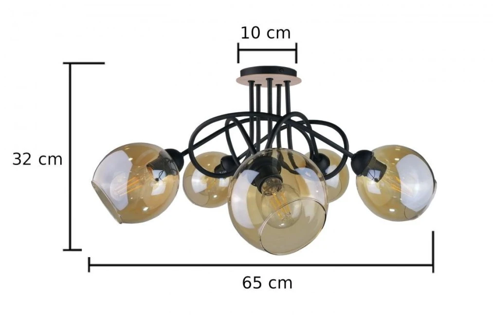 Lampa sufitowa nowoczesna 5xE27 VENUS WOOD - obrazek 3