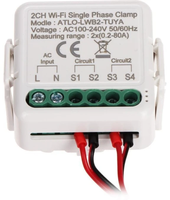 MONITOR ENERGII ELEKTRYCZNEJ ATLO‑LWB2‑TUYA JEDNOFAZOWY DWUKANAŁOWY - obrazek 2