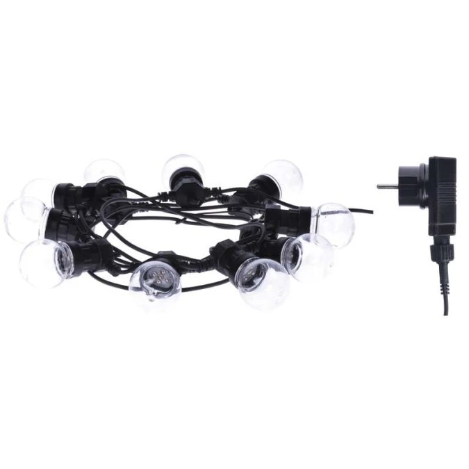 Łańcuch z żarówek 10x 5 LED, 2,25W przeźroczyste, 5m IP44 ciepła biała DCPW02