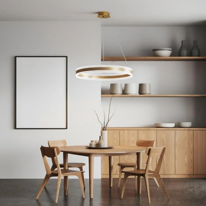 Lampa wisząca LED, 70W, 4900lm, 3CCT, IP20, złota, z pilotem, ściemnialna, SAMIRA HOROZ - obrazek 3