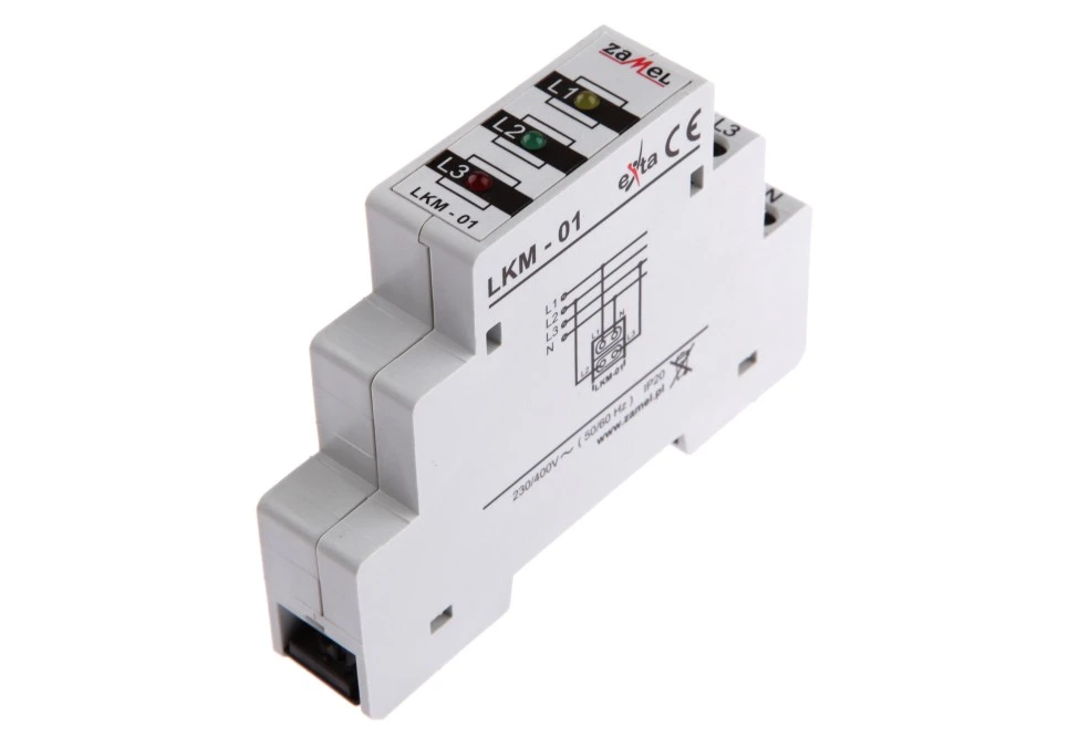 Lampka modułowa 3‑fazowa czerwona/zielona/żółta 230‑400V AC LKM‑01‑40 EXT10000039 - obrazek 2