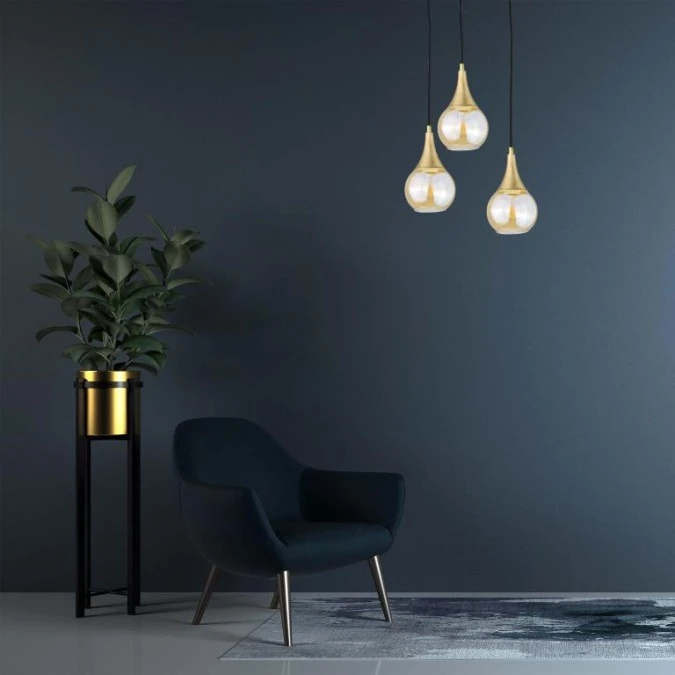 Lampa wisząca 3x E27 LACRIMA HONEY/GOLD - obrazek 2