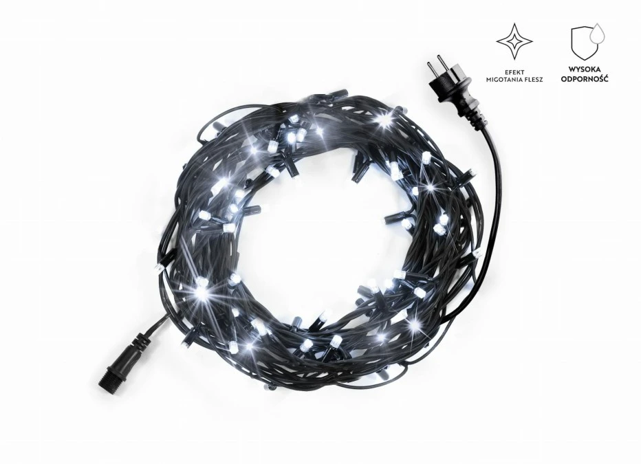 Lampki Bulinex 100led białe zimne 9,90m zewnętzrne flesz z dodatkowym gniazdem sznur - obrazek 3