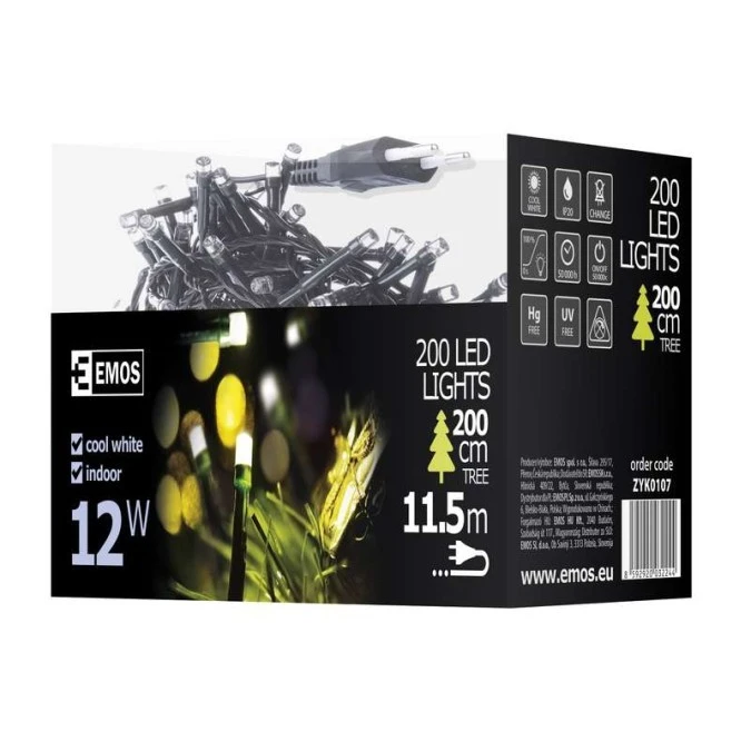 Lampki choinkowe Classic 200 LED 10m zimna biel, zielony przewód, IP20 - obrazek 2