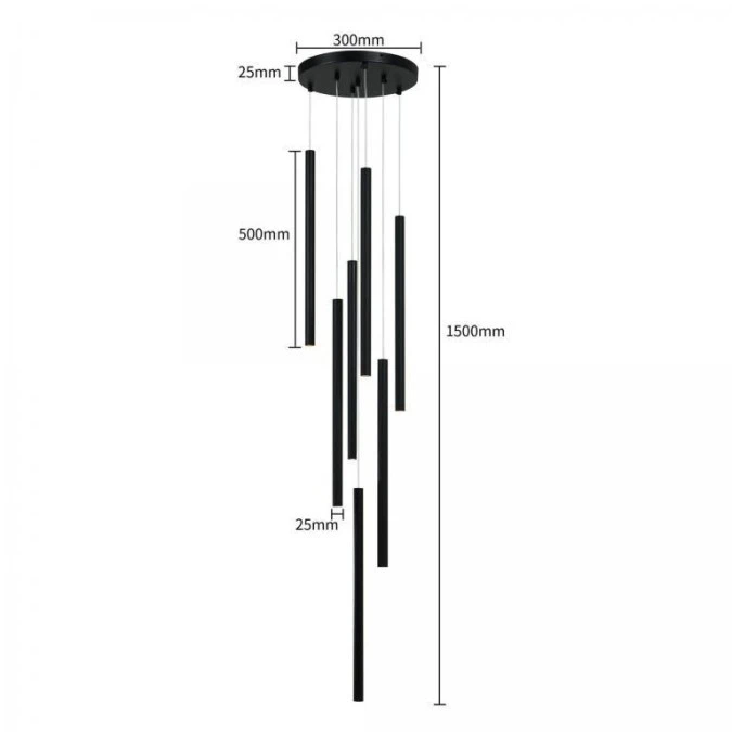 Lampa wisząca czarna LUNGO 7 LP‑894/7P BK Light Prestige - obrazek 3