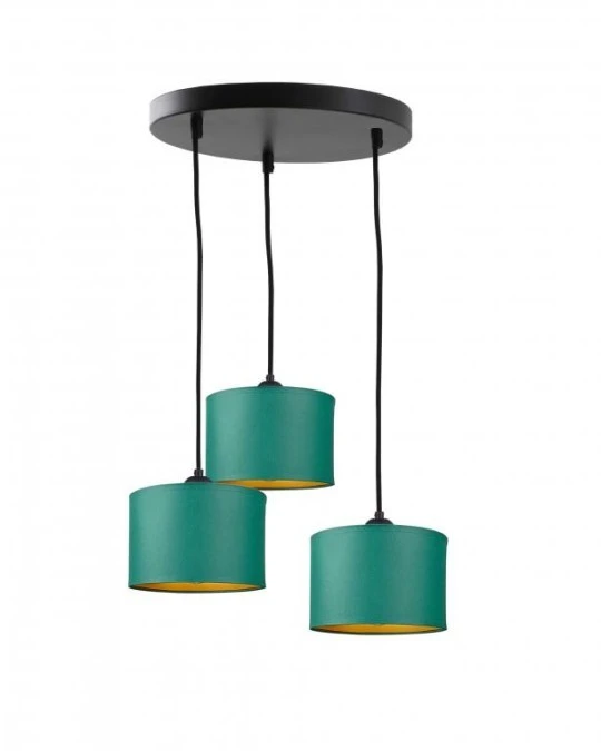 Lampa wisząca nowoczesna abażur 3x E27 FLOW GREEN - obrazek 1