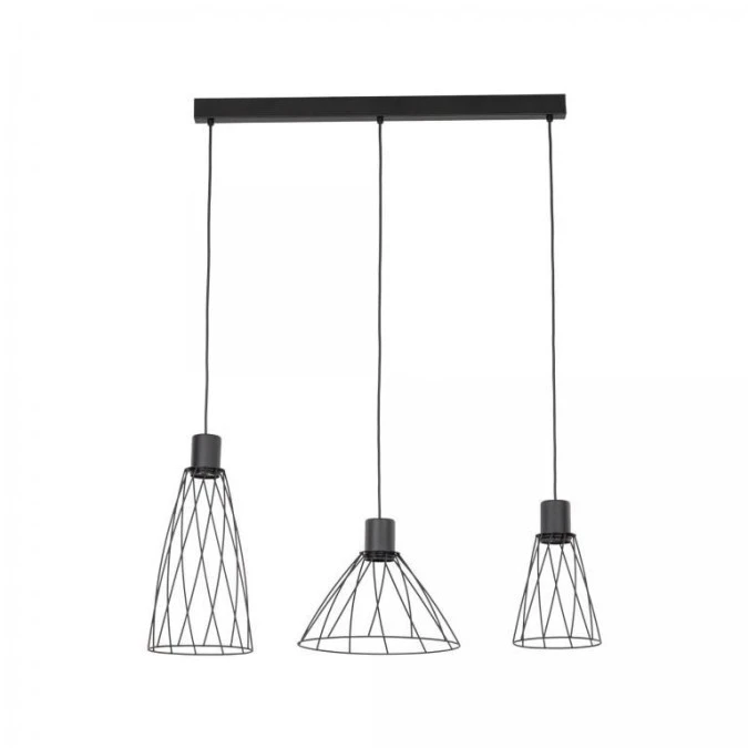 Lampa wisząca MODESTO BLACK z trzema drucianymi kloszami na GU10 na listwie 10149 TK Lighting - obrazek 1