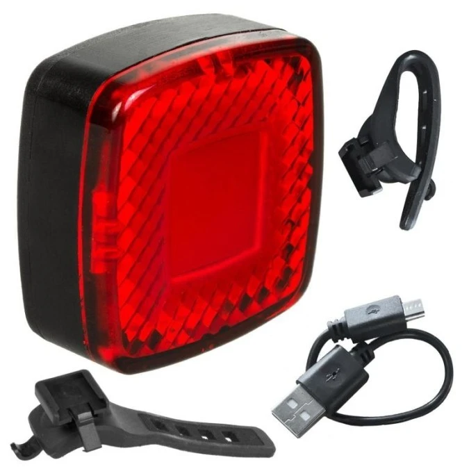 Lampka rowerowa tylna USB AUTO STOP sensor zmierzchu Maclean Energy MCE355 COB LED