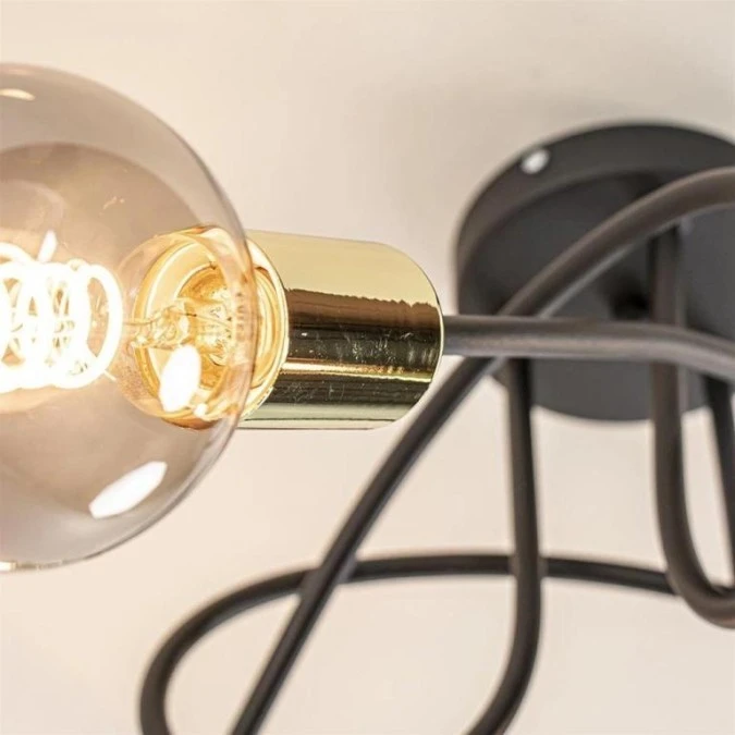Lampa sufitowa nowoczesna 3xE27 RUMBA BLACK/GOLD - obrazek 2