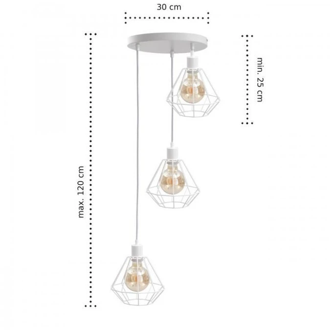 Lampa wisząca loftowa 3x E27 FOSKAL WHITE - obrazek 3