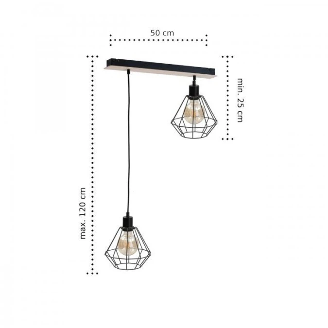 Lampa wisząca loftowa 2xE27 ATWOOD - obrazek 2