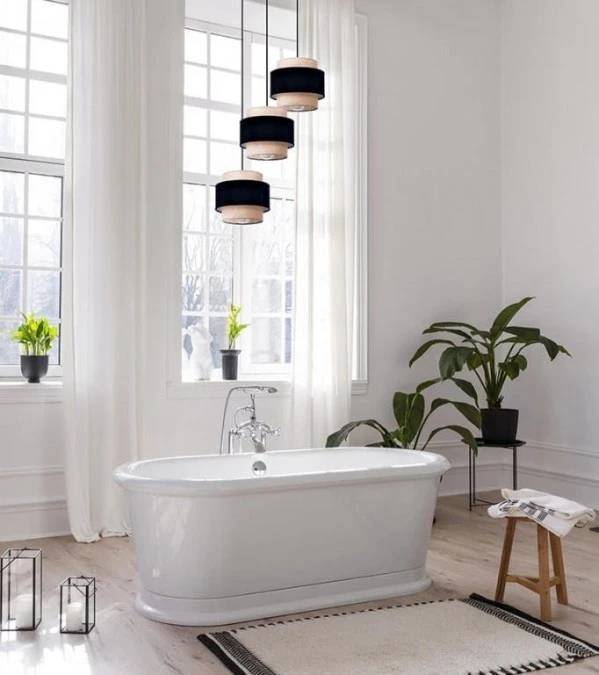 Lampa wisząca GATO do salonu, czarna podsufitka, trzy klosze czarno‑beżowe, gwint E27 K‑5232 Kaja Lighting - obrazek 3