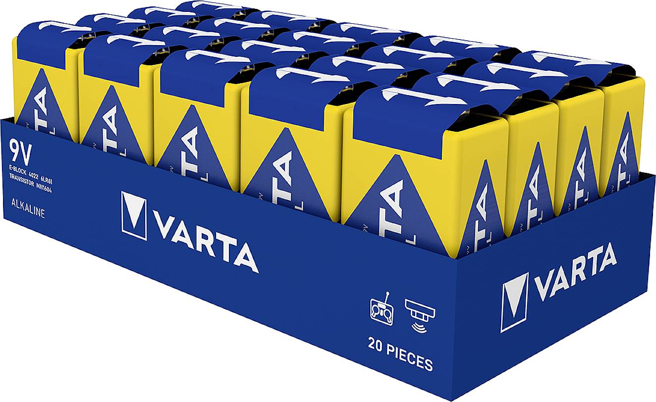 Bateria 9 V Varta 04022211111, 9 V, alkaliczno-manganowe, 20 szt. - obrazek 1