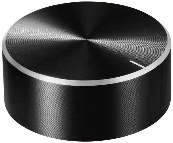 TRU COMPONENTS TC-11696532 Pokrętło z nakładką ze znacznikiem czarny (Ø x W) 48 mm x 19 mm aluminium, plastik 1 szt.