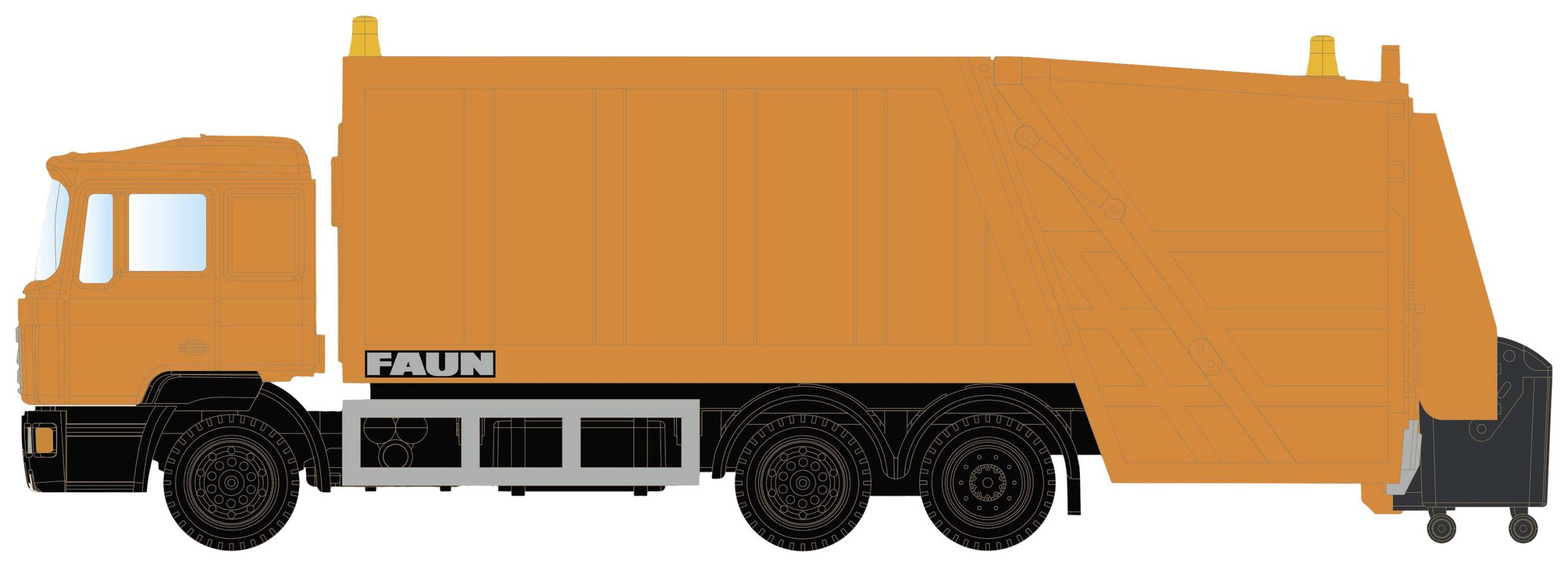 Minis by Lemke LC4660 N Model ciężarówki MAN Śmieciarka F90 neutralna, pomarańczowa - obrazek 1