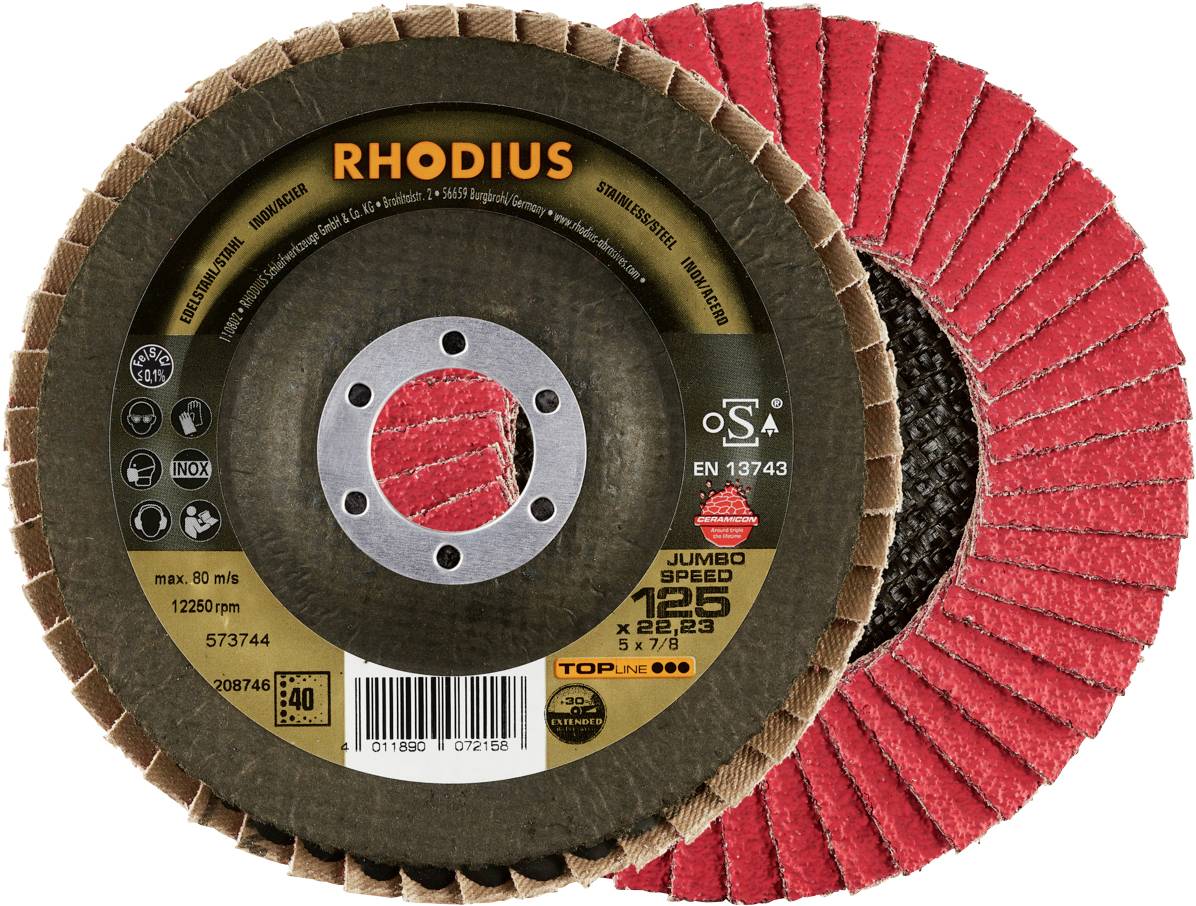 Rhodius 211311 JUMBO SPEED PACK Tarcza lamelkowa Średnica 125 mm Średnica otworu 22.23 mm Wielkość ziarna 40 5 szt. - obrazek 1