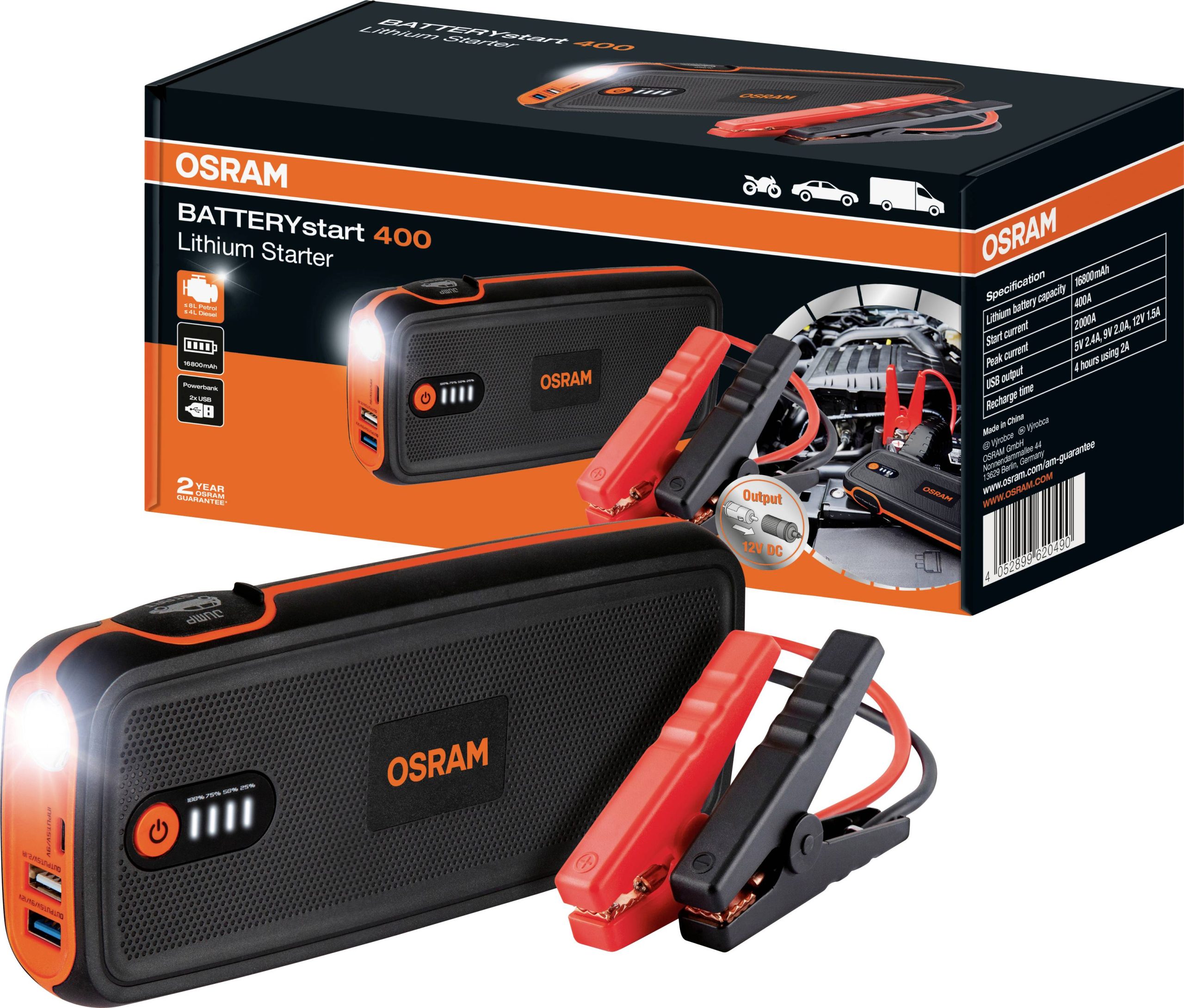 Urządzenie rozruchowe Osram Automotive BATTERYstart 400, 400 A, 16.8 Ah - obrazek 1