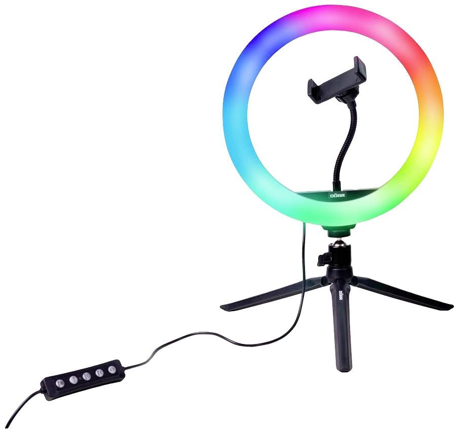 Lampa okrągła LED DÖRR Vlogging Kit VL-26 RGB 371089, 1 szt. - obrazek 1