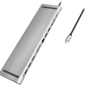 Stacja dokująca USB-C® LogiLink UA0373 zasilanie USB-C®, zintegrowany czytnik kart
