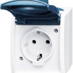 Busch-Jaeger 20 EW-53 Osprzęt elektroinstalacyjny do pomieszczeń wilgotnych Gniazdo z uziemieniem Ocean, natynkowy niebi Busch-Jaeger 20 EW-53 Osprzęt elektroinstalacyjny do pomieszczeń wilgotnych Gniazdo z uziemieniem Ocean, natynkowy niebi