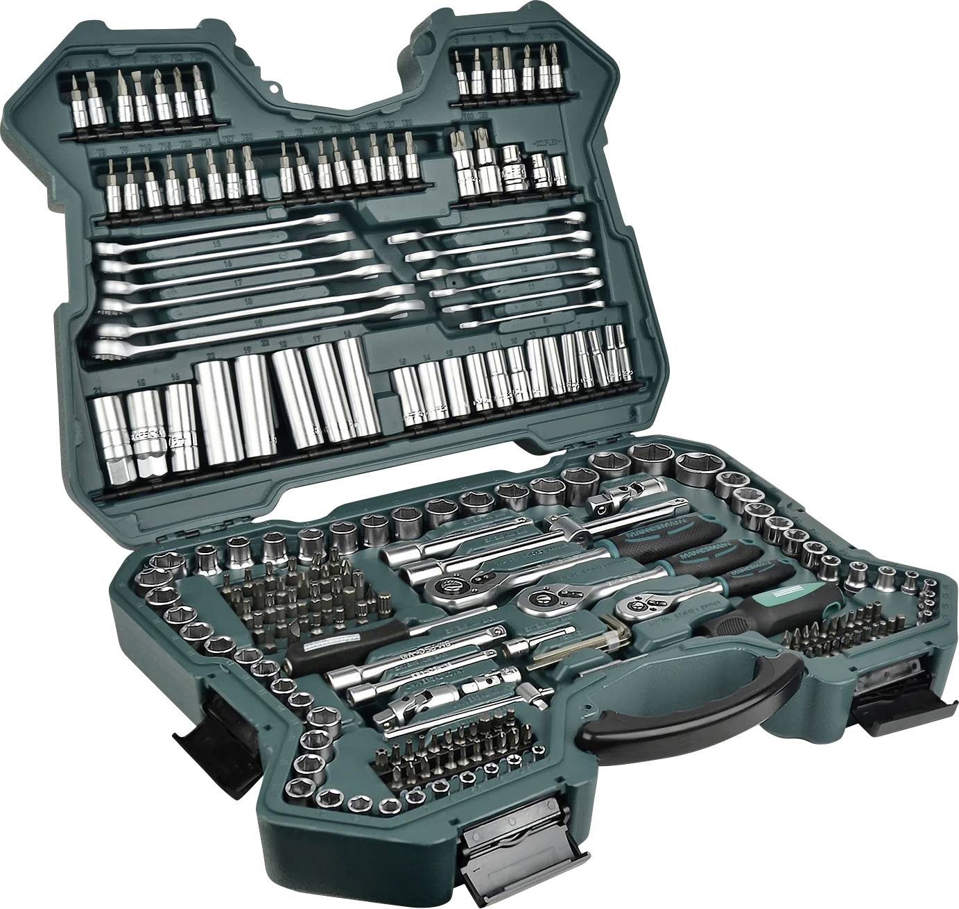 Klucze nasadowe z grzechotką Brüder Mannesmann M98430, 1/4" (6,3 mm), 3/8" (10 mm), 1/2" (12.5 mm), 215 szt. - obrazek 1