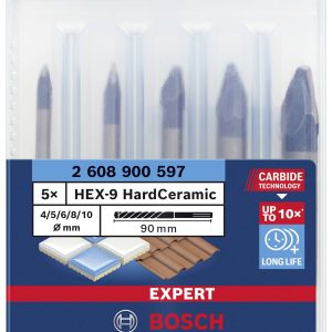Bosch Accessories 2608900597 Komplet wierteł do ceramiki 5 szt. 4 mm, 5 mm, 6 mm, 8 mm, 10 mm sześciokątny uchwyt 5 szt. Bosch Accessories 2608900597 Komplet wierteł do ceramiki 5 szt. 4 mm, 5 mm, 6 mm, 8 mm, 10 mm sześciokątny uchwyt 5 szt.