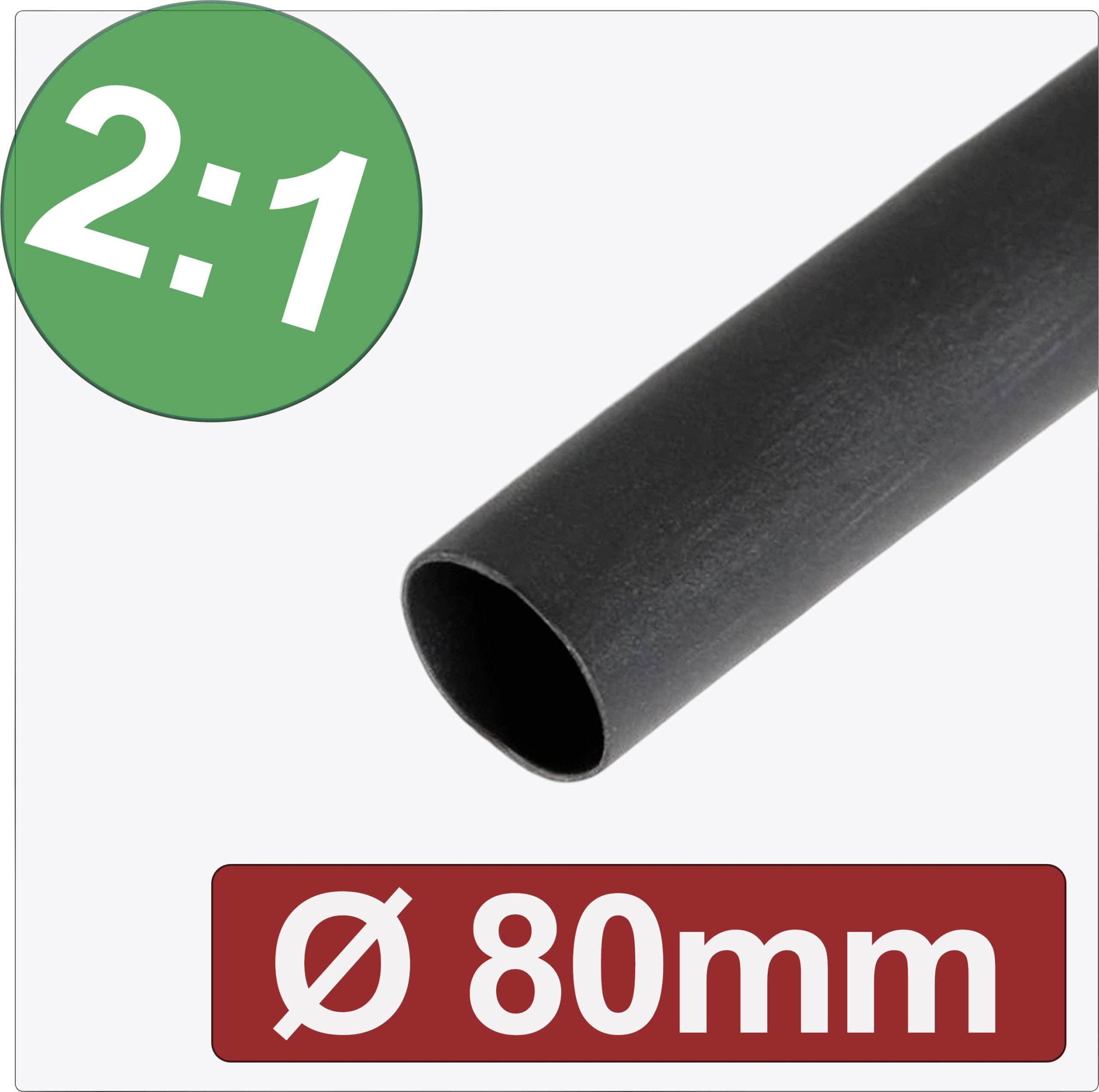 Quadrios 24CA279 Rurka termokurczliwa bez kleju czarny 80 mm 40 mm Współczynnik skurczu:2:1 Produkty w metrach bieżących - obrazek 1