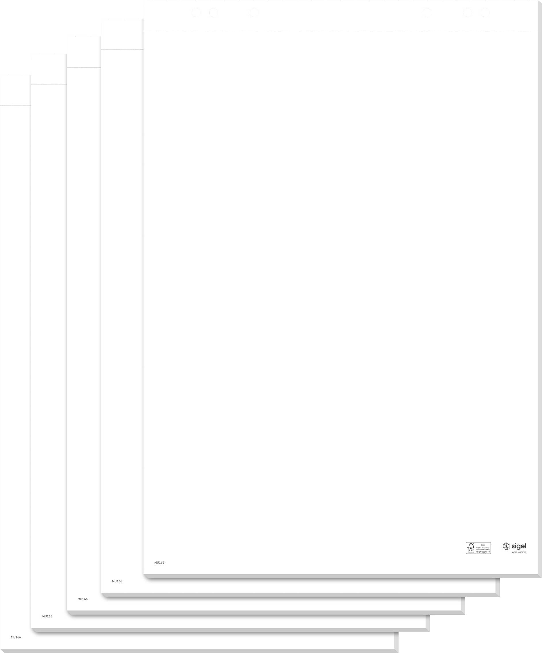 Sigel MU166 Blok do flipchartu Ilość arkuszy: 100 gładki 68 cm x 98 cm biały - obrazek 1
