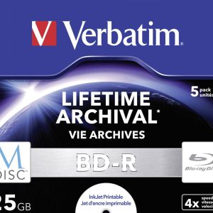 Verbatim 43823 M-Disc Blu-ray 25 GB 5 szt. pudełko ochronne CD Możliwość nadruku Verbatim 43823 M-Disc Blu-ray 25 GB 5 szt. pudełko ochronne CD Możliwość nadruku