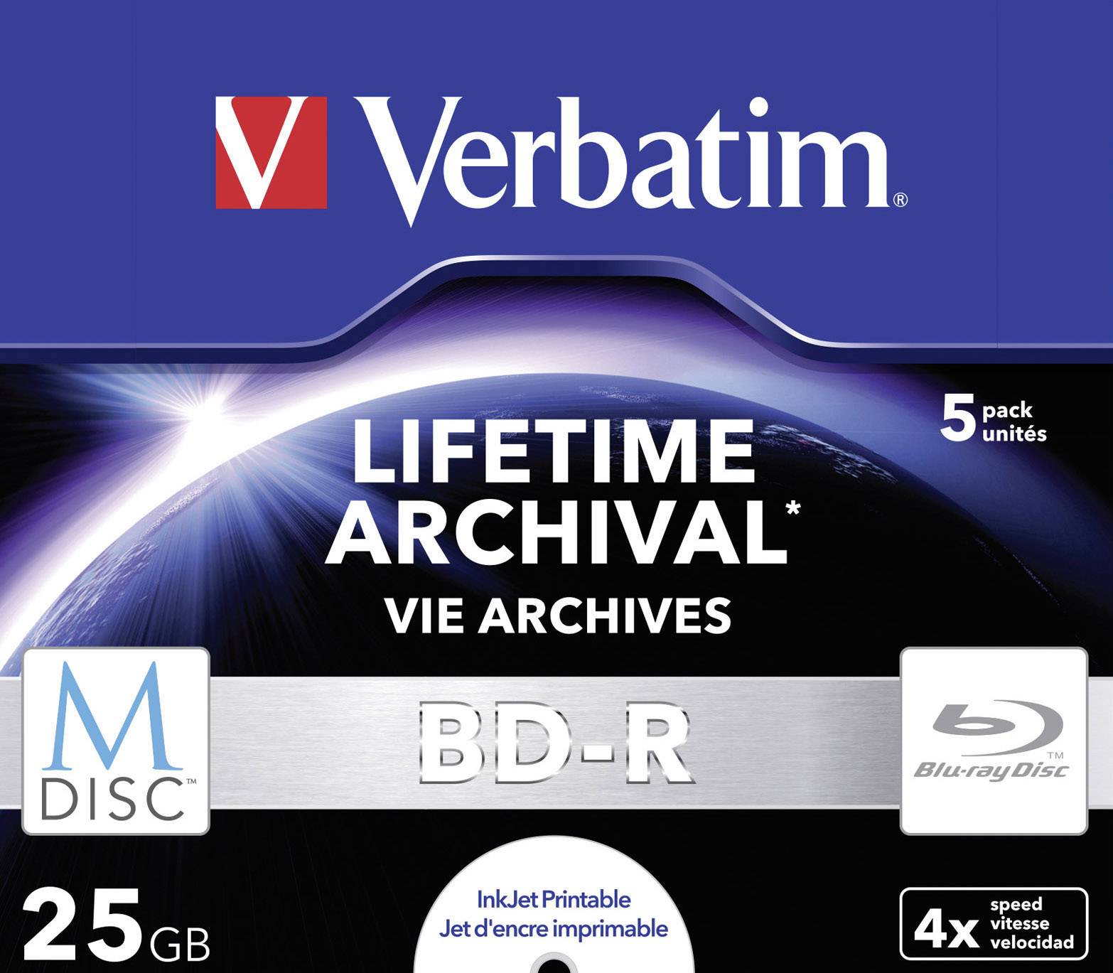 Verbatim 43823 M-Disc Blu-ray 25 GB 5 szt. pudełko ochronne CD Możliwość nadruku - obrazek 1