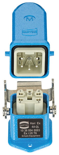 HARTING 10360040003 Zestaw złączy męskich Łączna ilość styków: 4 + PE 1 szt.