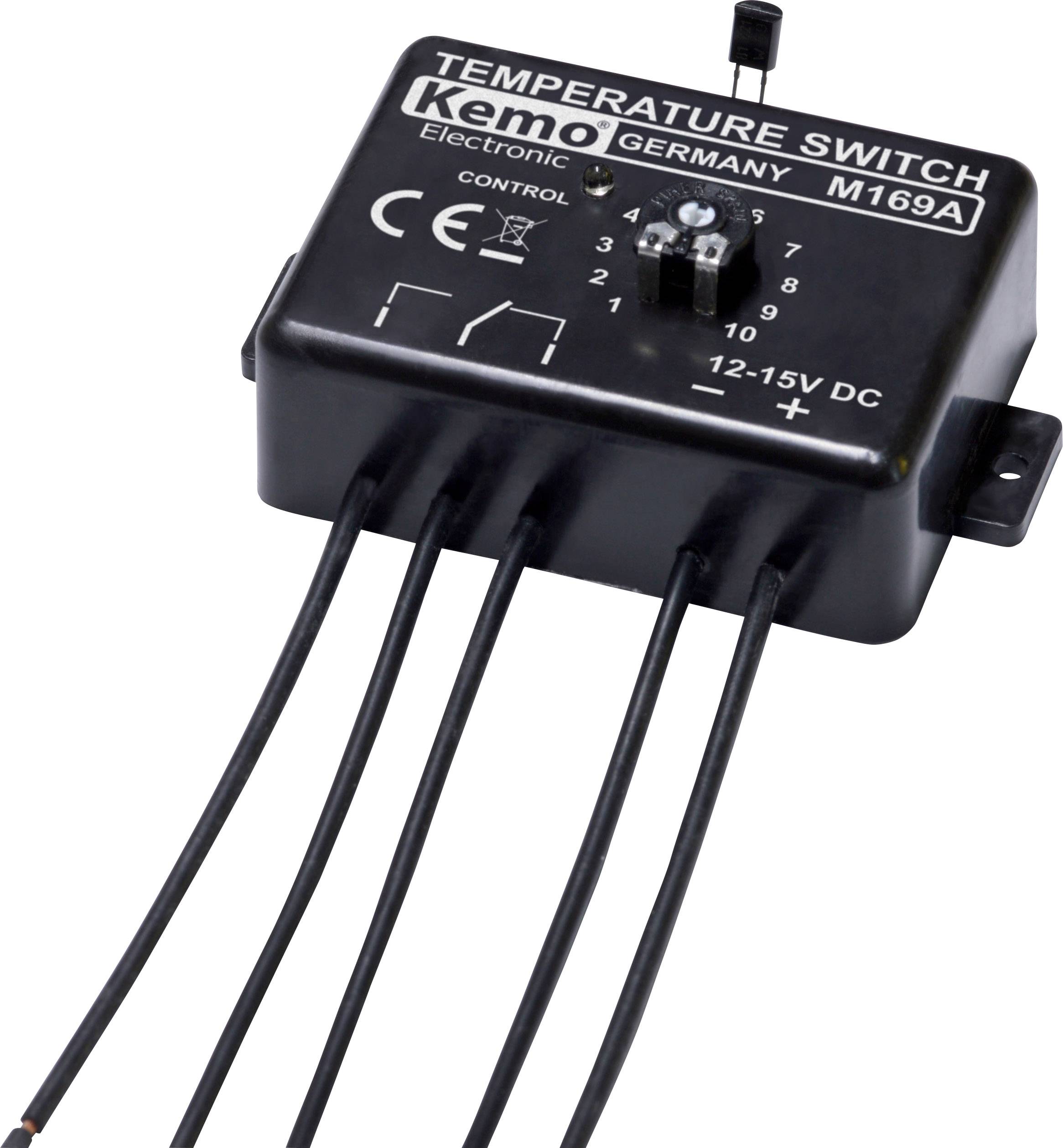 Przełącznik temperatury-termostat Kemo M169, zakres regulacji 0 - 100°C, 12 - 15 V/DC - obrazek 1