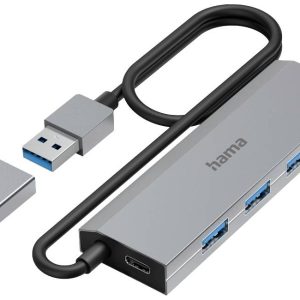 Hama 00200138 USB-Hub 4 porty USB-A USB 3.2 Gen1 5 GBit/s z wtyczką USB-C szary Hama 00200138 USB-Hub 4 porty USB-A USB 3.2 Gen1 5 GBit/s z wtyczką USB-C szary
