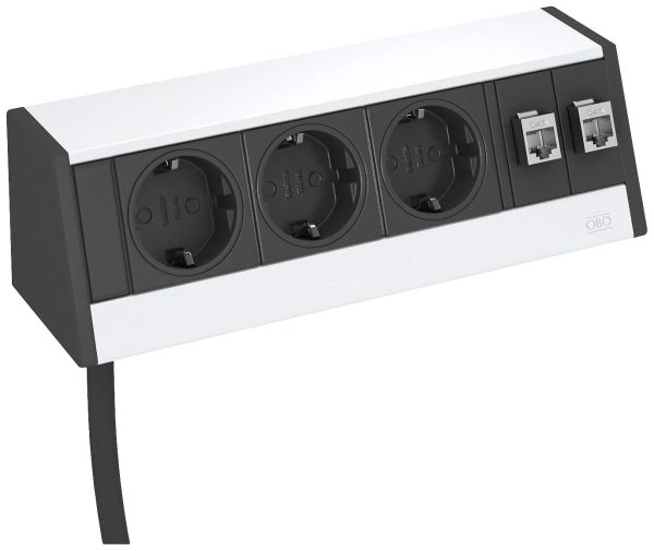 OBO Bettermann 6116945 Gniazdo biurkowe aluminiowy, czarny złącze bezpieczne