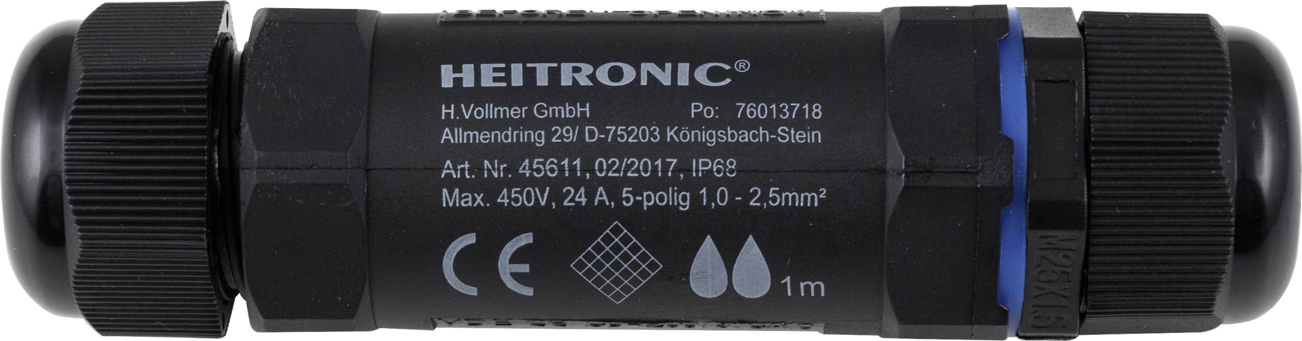Heitronic 45611 Splot kablowy z zaciskami śrubowymi (D x S) 130 mm x 32 mm 1 szt. - obrazek 1