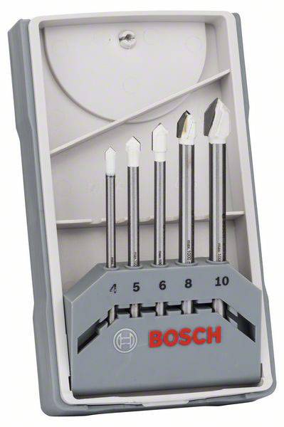 Bosch Accessories 2608587169 Wiertło do szkła i ceramiki 5 szt. 4 mm, 5 mm, 6 mm, 8 mm, 10 mm uchwyt prosty 1 zest.