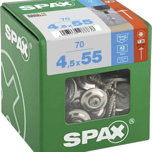 SPAX 4587000450556 Śruba blacharska 4.5 mm 55 mm T-STAR plus stal nierdzewna A2 70 szt. SPAX 4587000450556 Śruba blacharska 4.5 mm 55 mm T-STAR plus stal nierdzewna A2 70 szt.