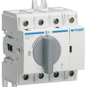 Przełącznik rozłączający Hager HAC410, 4 styki, 415 V, 100 A Przełącznik rozłączający Hager HAC410, 4 styki, 415 V, 100 A