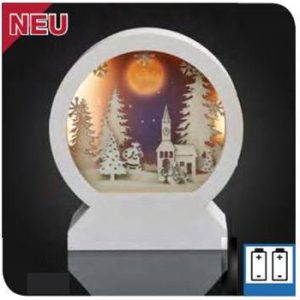 Hellum 522907 Sceneria LED Zimowy kościół i Święty Mikołaj ciepła biel LED biały Pośredni strumień światła, z efektem 3D Hellum 522907 Sceneria LED Zimowy kościół i Święty Mikołaj ciepła biel LED biały Pośredni strumień światła, z efektem 3D