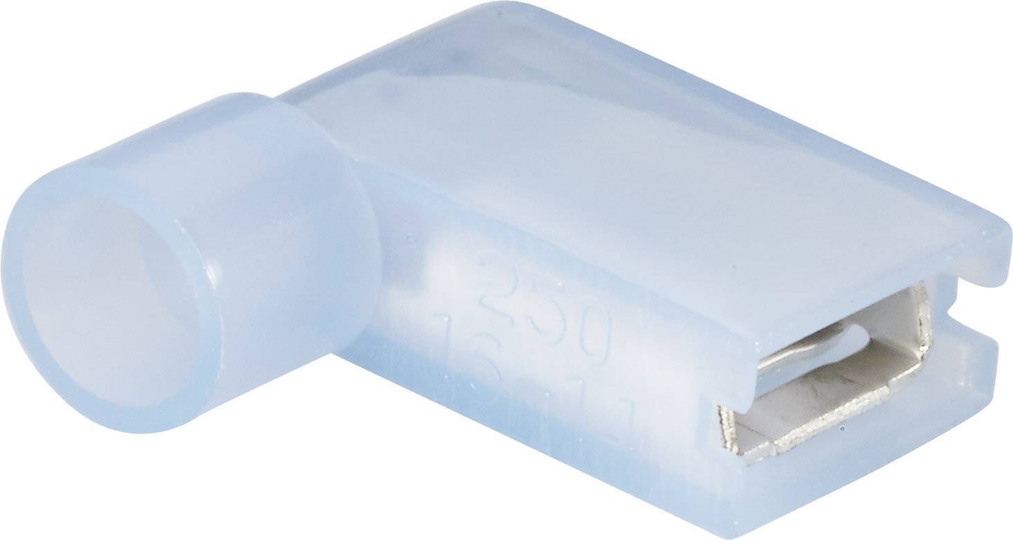 Konektor żeński kątowy, pełna izolacja PA, 6.3x0.8 mm, 1.5-2.5 mm2, niebieski - obrazek 1