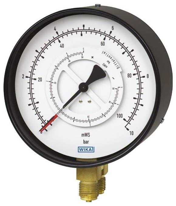 WIKA 9042296 Manometr różnicowy z rurką Bourdona Cl. 1.6 711.12.100 0…4 bar 2 szt. mWs G1/2B Przyłącze G 1/2 B