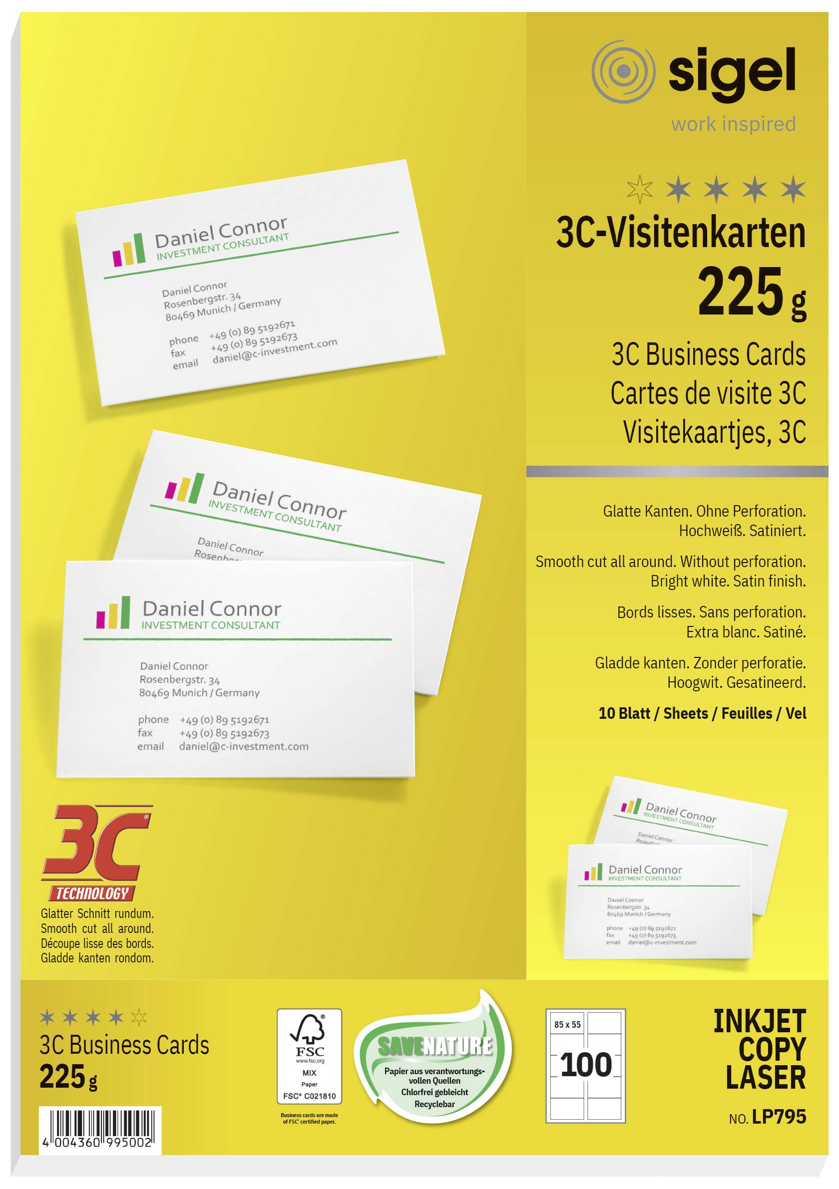 Wizytówki do nadruku Sigel Business Cards LP795, 100 szt. - obrazek 1