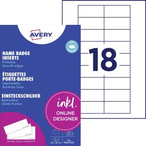 Avery-Zweckform DPC6530A-10 Wkładka etykiety 65 mm x 30 mm biały Avery-Zweckform DPC6530A-10 Wkładka etykiety 65 mm x 30 mm biały