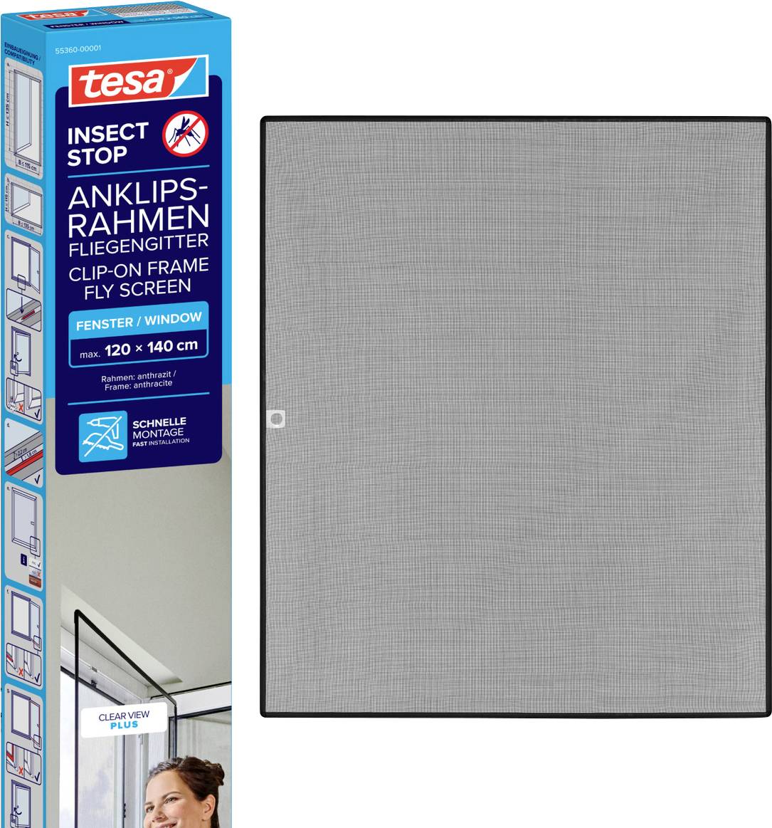 tesa INSECT STOP CLIP-ON 55360-00001-00 Moskitiera (S x W) 1.2 m x 1.4 m antracytowy 1 szt. - obrazek 1