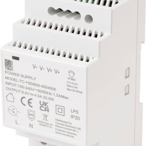 TRU COMPONENTS TC-13710876 Zasilacz na szynę DIN Zużycie (StandBy) 0.3 W 5 V/DC 4.5 A 22.5 W Ilość wyjść:1 x Opis 1 szt. TRU COMPONENTS TC-13710876 Zasilacz na szynę DIN Zużycie (StandBy) 0.3 W 5 V/DC 4.5 A 22.5 W Ilość wyjść:1 x Opis 1 szt.