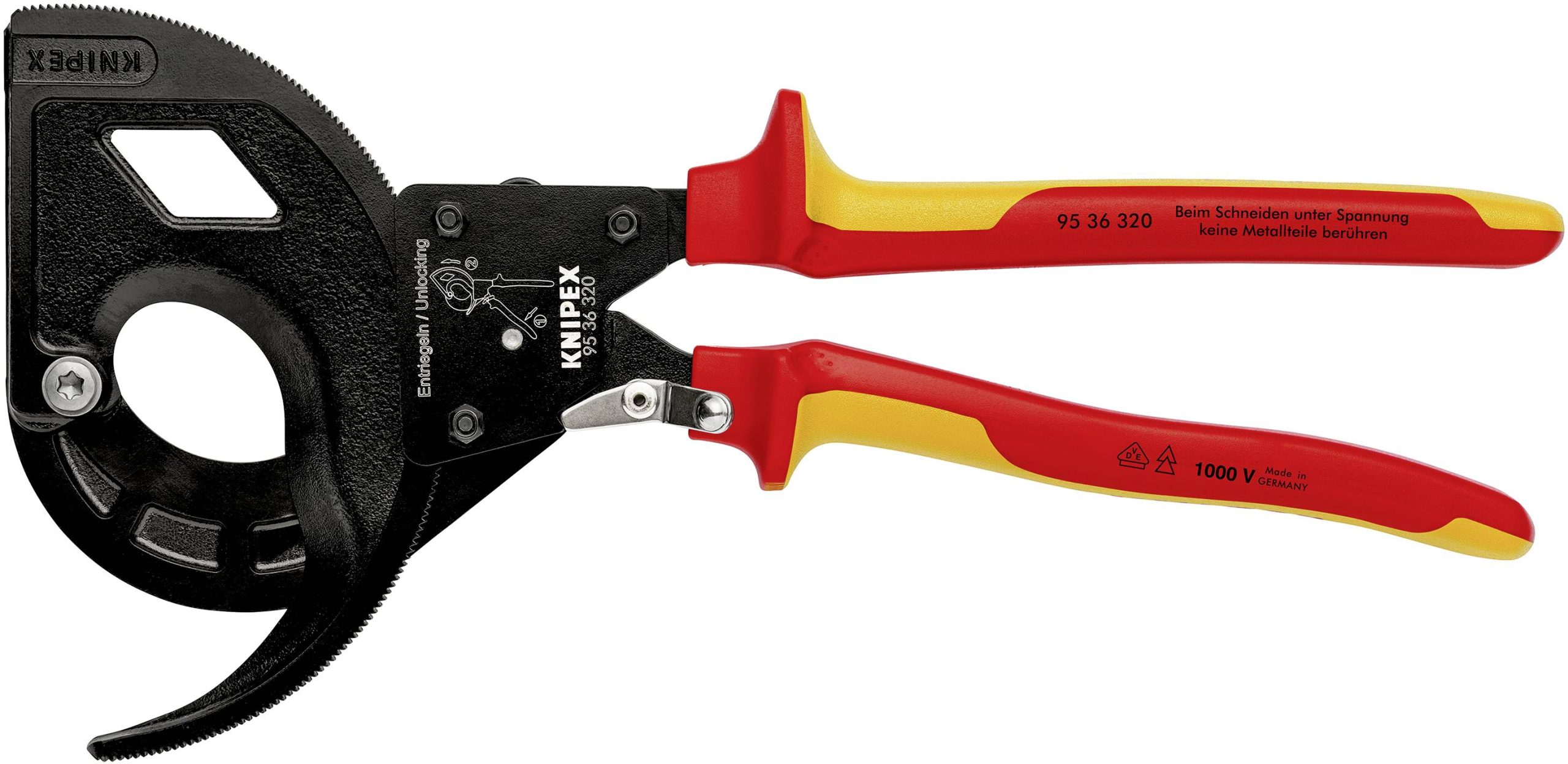 Obcinak do kabli zapadkowy Knipex 95 36 320 320 mm - obrazek 1
