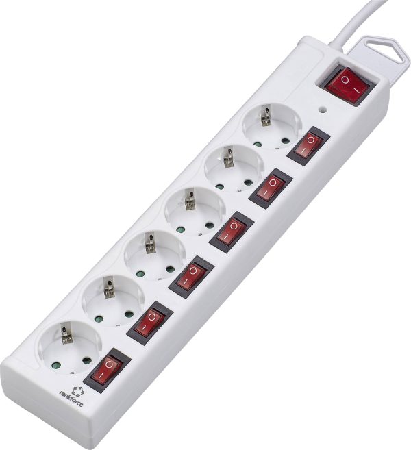 Listwa zasilająca z ochroną przepięciową Renkforce 615B-CMW-S, 1.50 m, Ilość gniazdek: 6