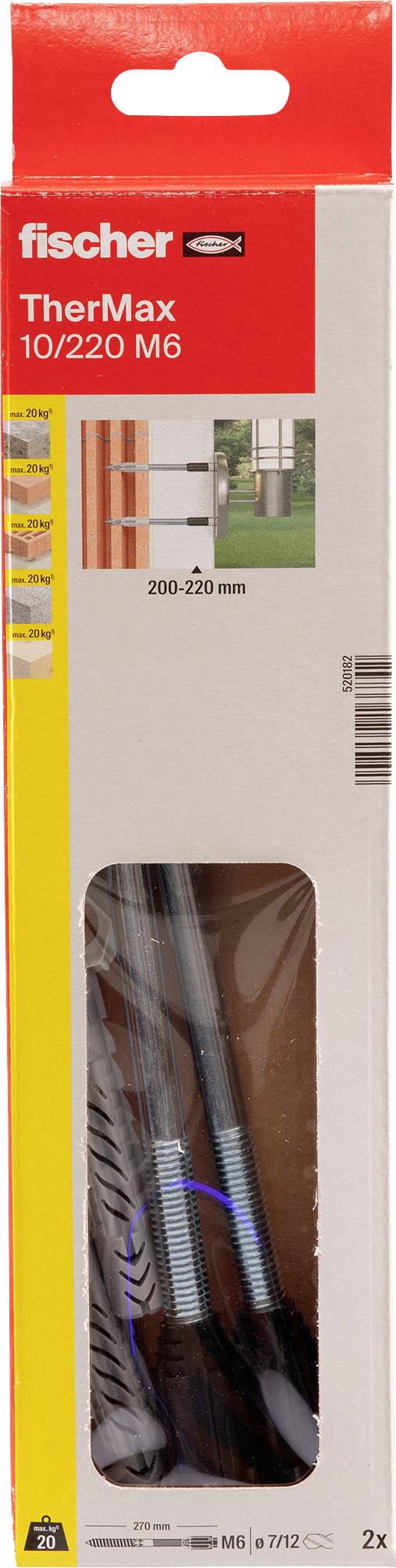 Fischer 520182 TherMax 10/220 M 6 System mocowania z odstępem 280 mm 22 mm 2 szt.